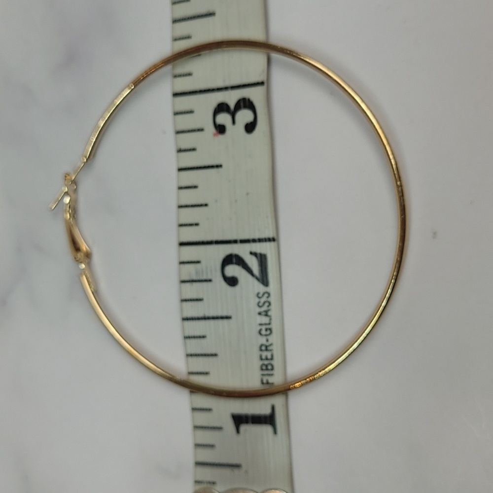 THREE PAIR LARGE PIERCED HOOP EARRINGS - Picture 8 of 8